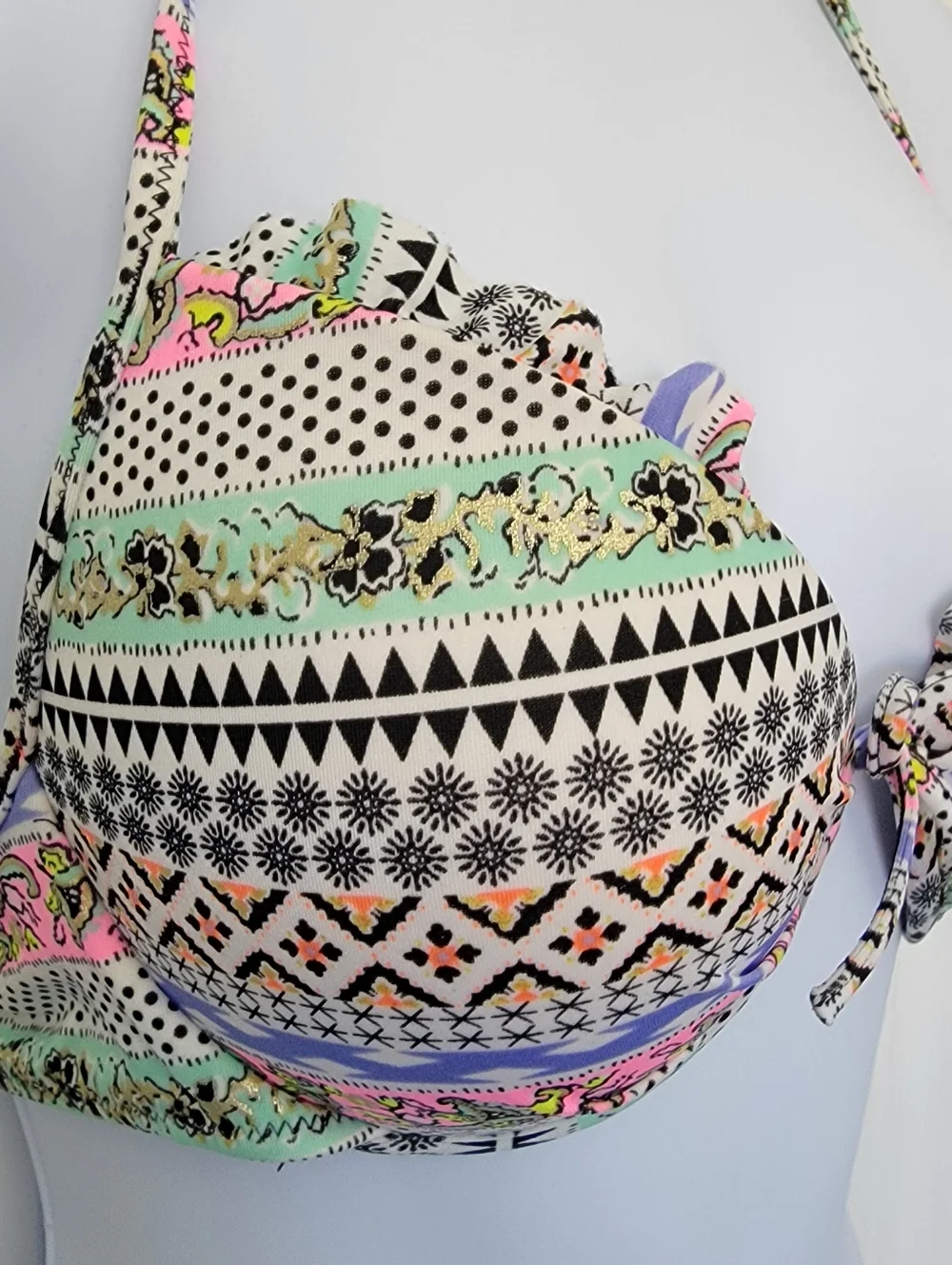 Victoria's Secret Fabulous underwire bikini top multi-colored Geometric Size 34C - Picture 3 of 9